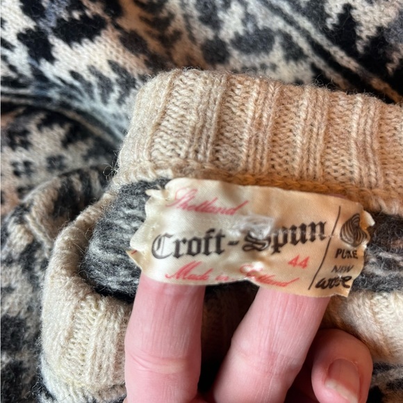 Vintage Men’s Large Shetland Wool Sweater Y2k 1990's Croft spun Scotland - Picture 2 of 2
